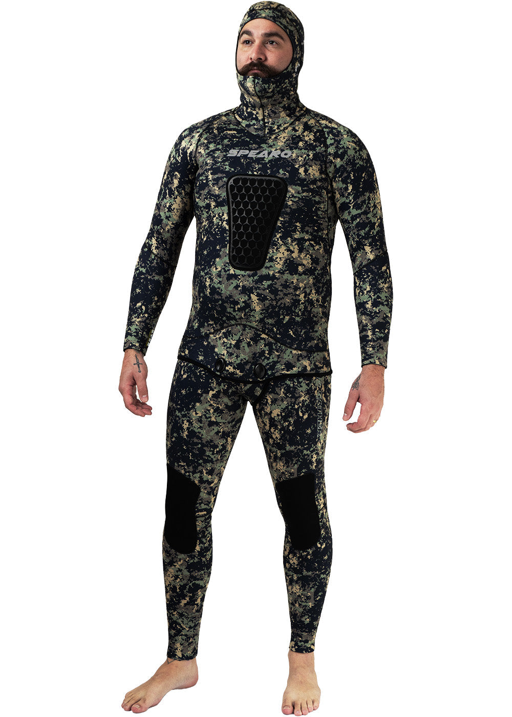 SPEARO SAMURAI フルスーツ（2ピース） 5mm ブラックカモ M Spearo South Seas Mens 5.0mm Two Piece Wetsuit